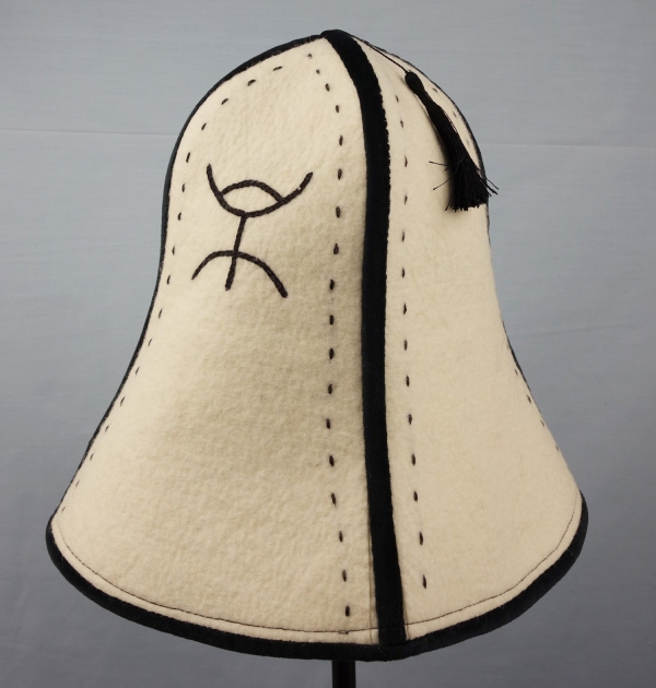 Felt cap from the Kirghiz, called an Ak Kalpak ('white kalpak'), early 21st century.