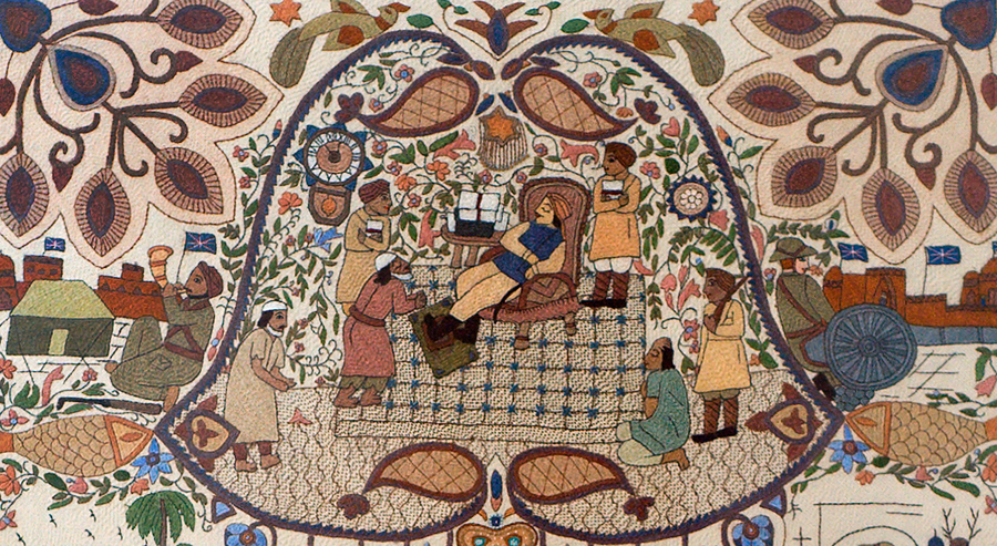 Detail of a kantha designed by Surayia Rahman, 'Colonial Times'.