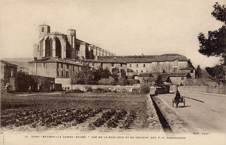 Early 20th century photograph of the Basilica of Saint Marie Magdalena in the town of Saint-Maximin-la-Sainte-Baume, southern France. Early 20th century photograph of the Basilica of Saint Marie Magdalena in the town of Saint-Maximin-la-Sainte-Baume, southern France.