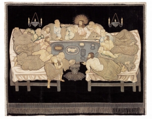 Altar dossal, early 17th century, England, presumably embroidered by Edmund Harrison.