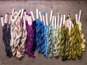 Skeins of filoselle.