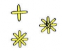 Simple drawings showing the creation of a star filling stitch.