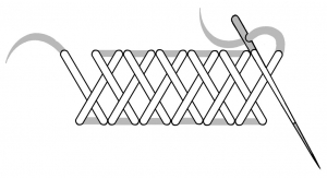 Schematic drawing of the closed herringbone stitch.