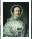 Pastel of a young woman wearing a shawl decorated with blue ribbon work (18th century, Britain).
