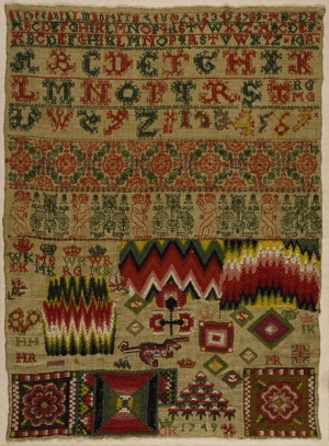 English sampler from 1749 with Florentine work.