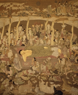 Wall hanging from Japan showing the death of the Buddha, c. 1795.
