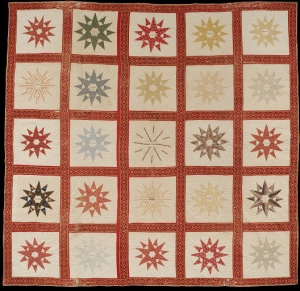 Cotton patchwork with its blocks, USA, mid-19th century.