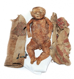 Infant burial and associated textiles, Qadisha Valley, Lebanon, 13th century AD.
