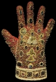 One of the Imperial Gloves,  part of the regalia of the Holy Roamn Empire. Probably made in Palermo, prior to AD 1220.