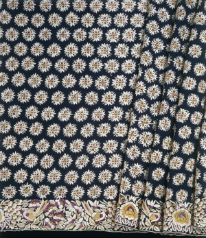 Detail of an embroidered Parsi sari, made in China, first half 20th century.
