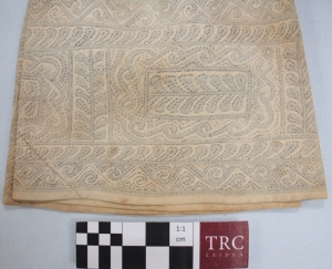 Close-up of a man's cap with corded quilting. Oman, early 20th  century.