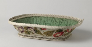 Nappy basket with Berlin wool work, c. 1840-1860.
