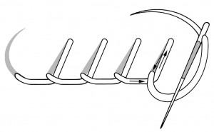 Schematic drawing of a slanting blanket stitch.