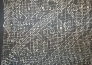 A piece of Chancay open weave darning (c. 900 to 1430 AD).