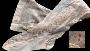 Pair of silk, embroidered stockings of Queen Victoria.