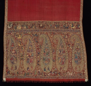 Woollen sash with Kashmir embroidery in wool, c. 1830.
