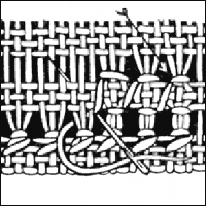 Schematic drawing of an Italian hem stitch.