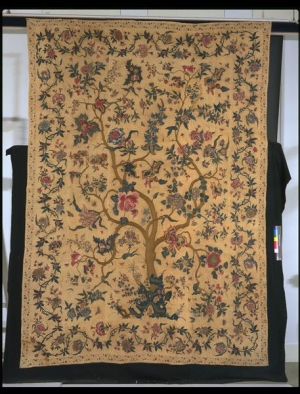 Embroidered palampore from Gujarat, India. Early 18th century.