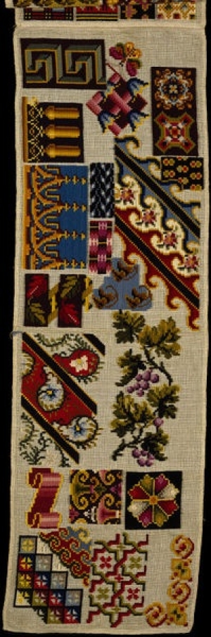 Berlin wool work sampler, mid-19th century, England.