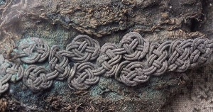 Braiding that was applied to textiles. From one of the graves excavated at Birka, Sweden, 10th century AD.