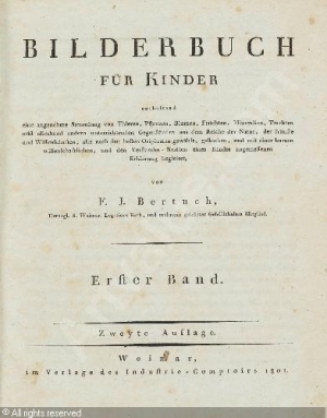 Titel page of the 'Bilderbuch f&uuml;r Kinder', by Franz-Johann Bertuch (1792-1830)