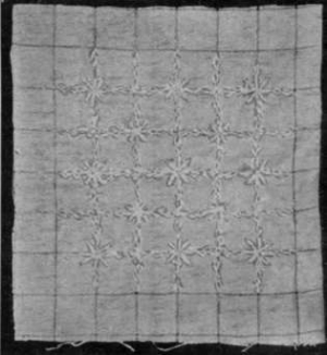 Embroidered glass cloth made of linen.