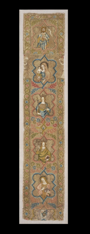 Orphrey worked in opus anglicanum, mid-14th century, part of the Grandison collection.