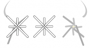 Schematic drawing of a long and short square eyelet