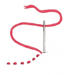 Sketch of a stab stitch.