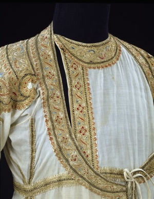 Gold embroidered angarkha, India, mid-19th century.