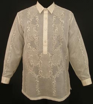 A barong togolok from the Philippines, made from pi&ntilde;a fabric, 