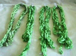 Skeins of Arrasene silk thread.