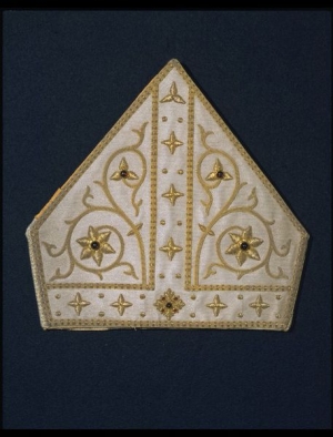 Gold embroidered mitre, mid-19th century, England.