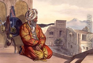 "Atmaran, Hindoo of Peshawar", coloured lithograph based on the work of James Rattray. Size 26.2 x 37.7 cm.