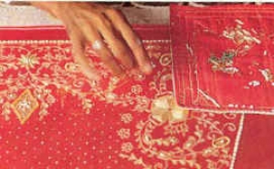 Gold embroidery in Lucknow.