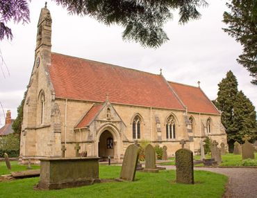 St. Leonard's church at Burton Leonard. The church dates to 1878. Jane Hardy's funeral probably took place inside this church, in 1880.