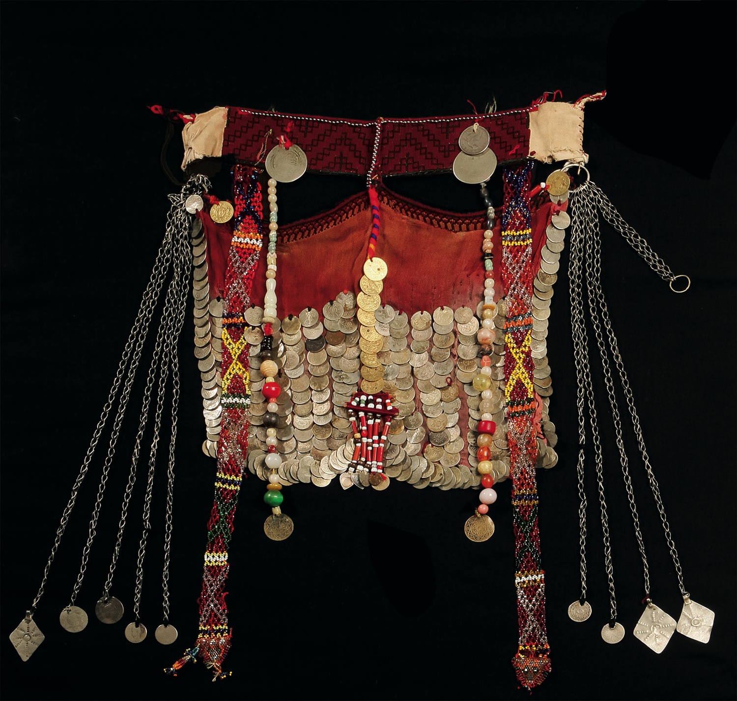 Beduin woman's face veil from the northern Sinai, Egypt, probably mid-20th century (TRC 2002.0018).