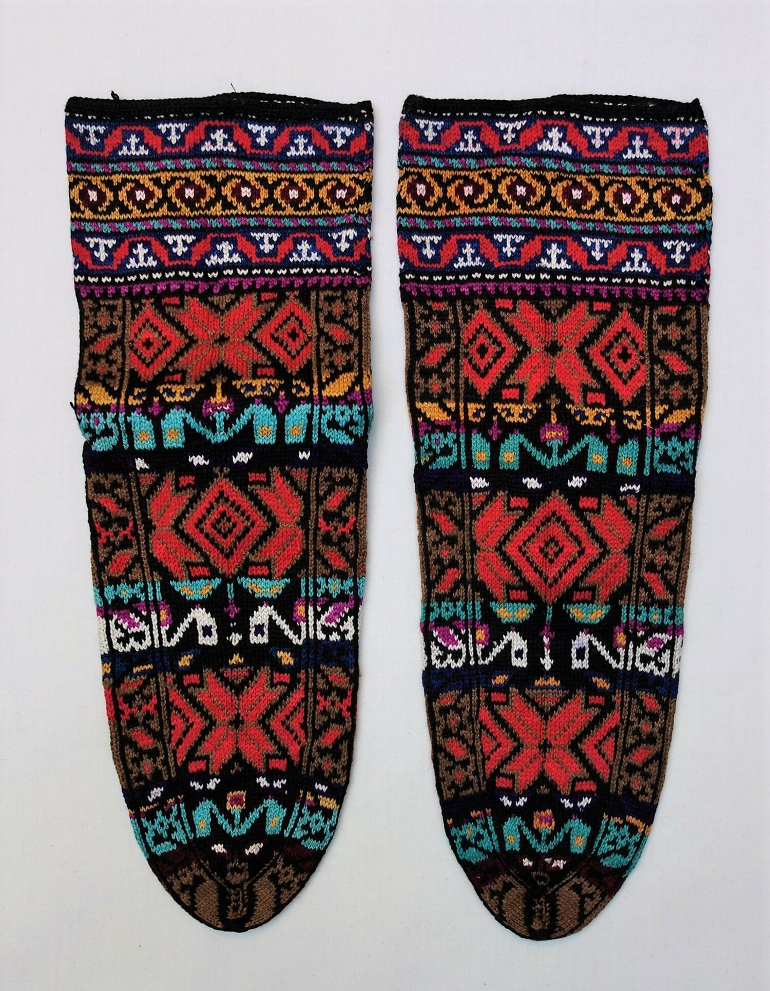 Fig. 1. Late-19th century, silk, knitted socks from Iran (TRC 2002.0078a b).