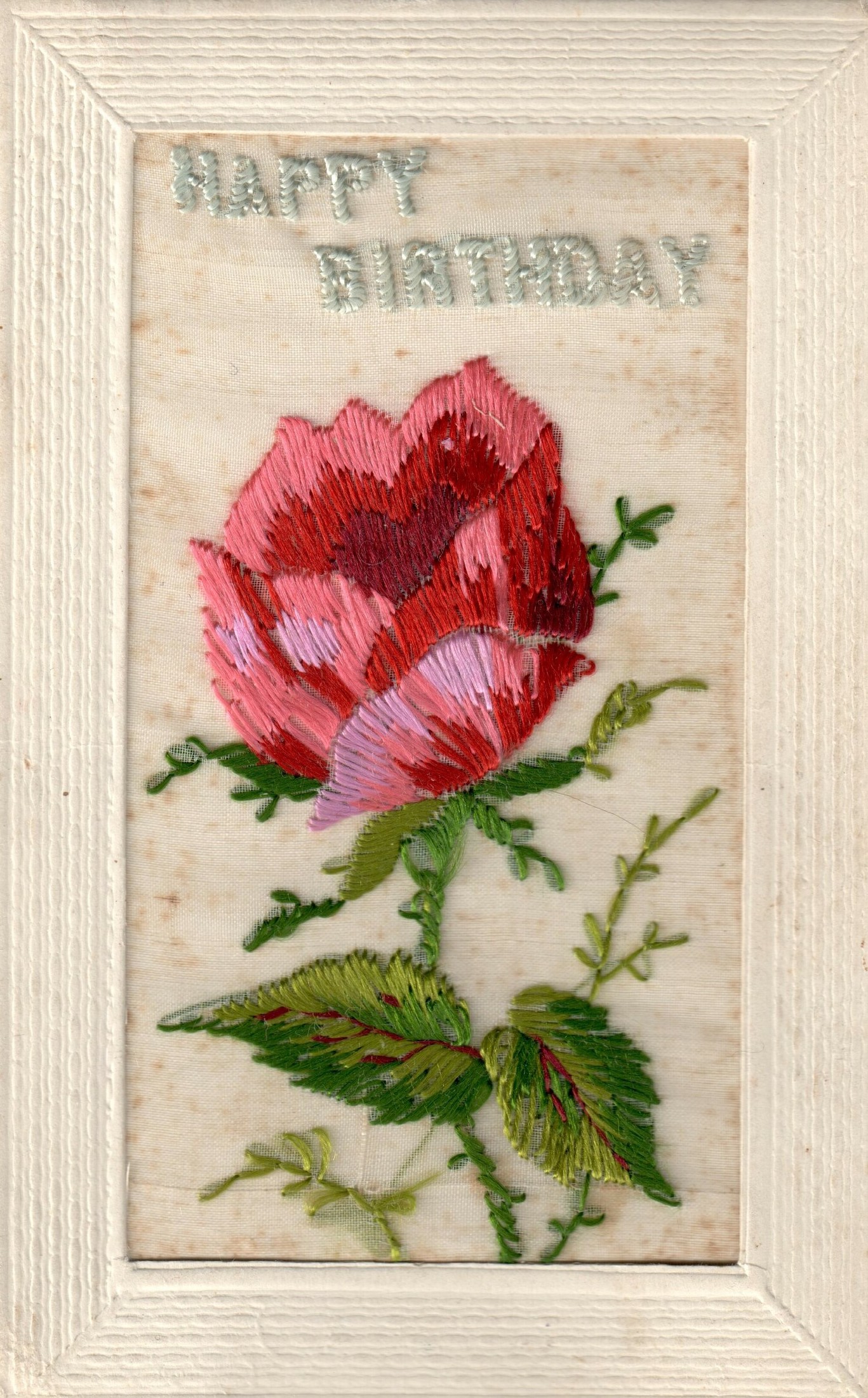Embroidered postcard from France, early 20th century (TRC 2015.0435).