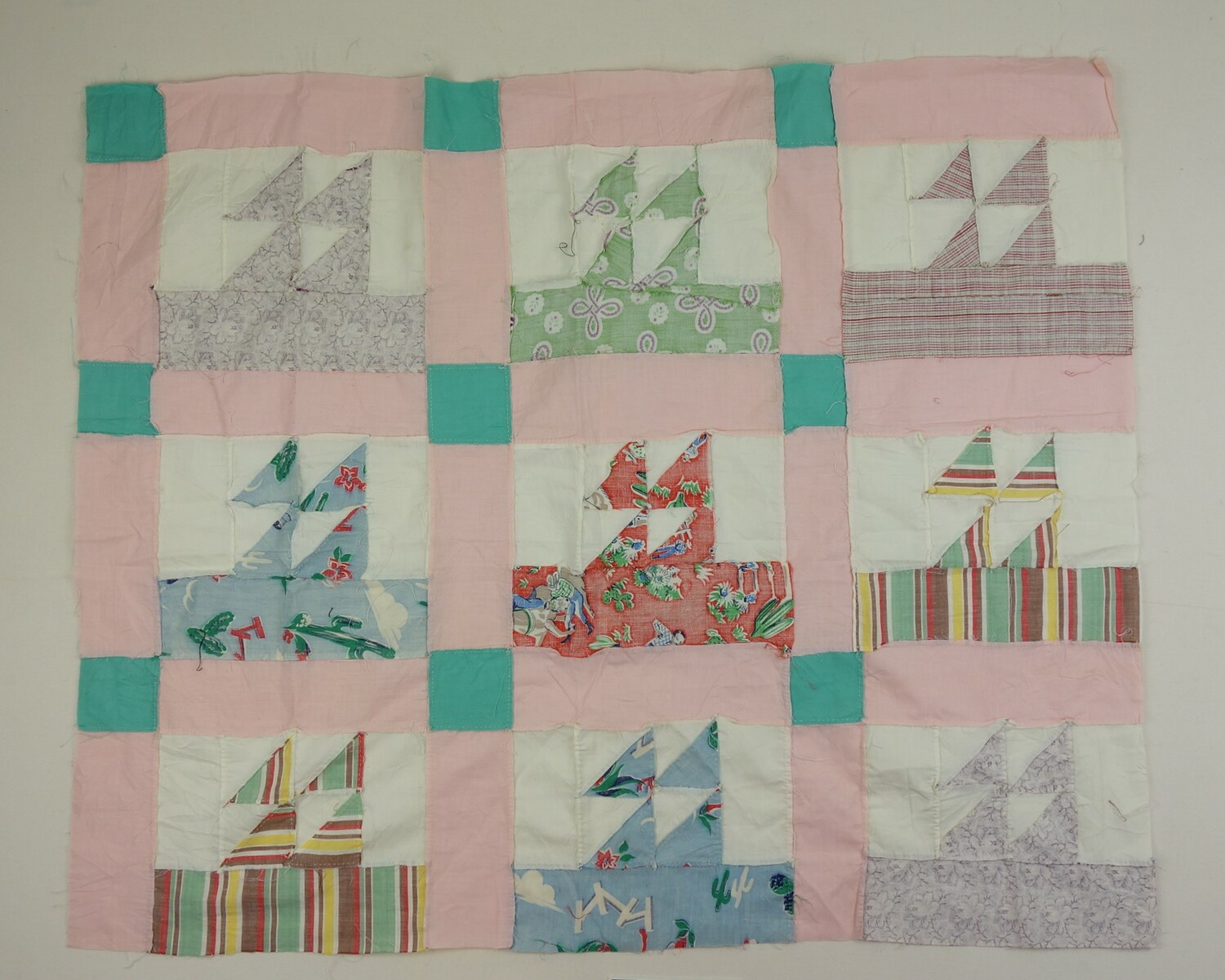 Series of blocks for a mid-20th century American quilt (TRC 2017.4040).