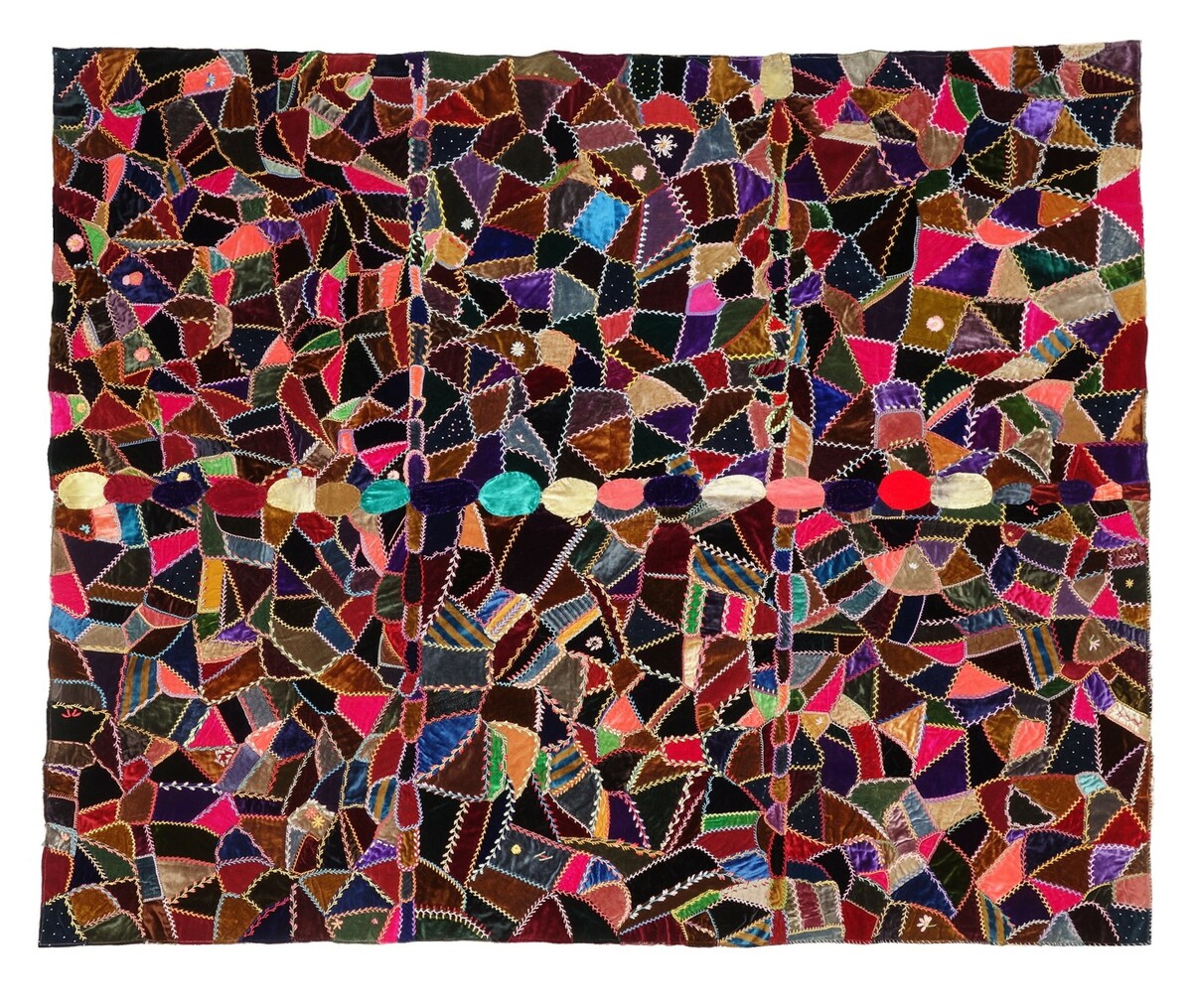 American crazy quilt, late 19th century (TRC 2018.2407).