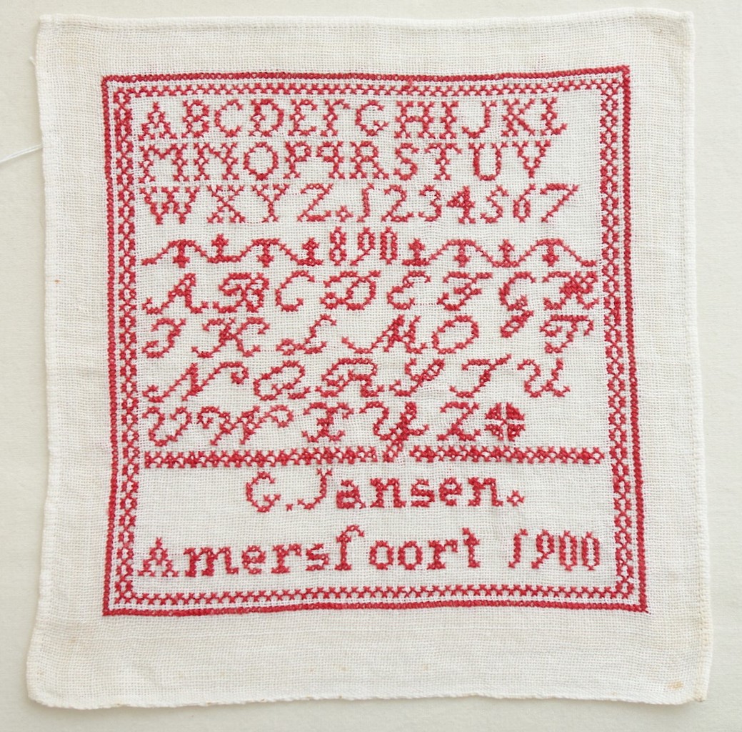 School sampler from Amersfoort, The Netherlands, dated 1900 (TRC 2020.1599).