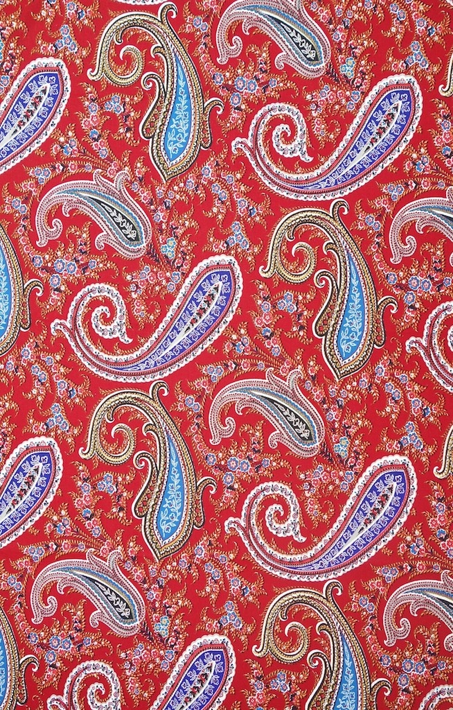 Modern example of tissu Provencal, with buteh, or Paisley motifs (TRC 2020.3192).
