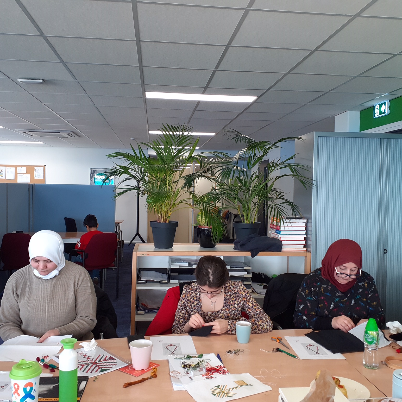 Learning Arab embroidery.