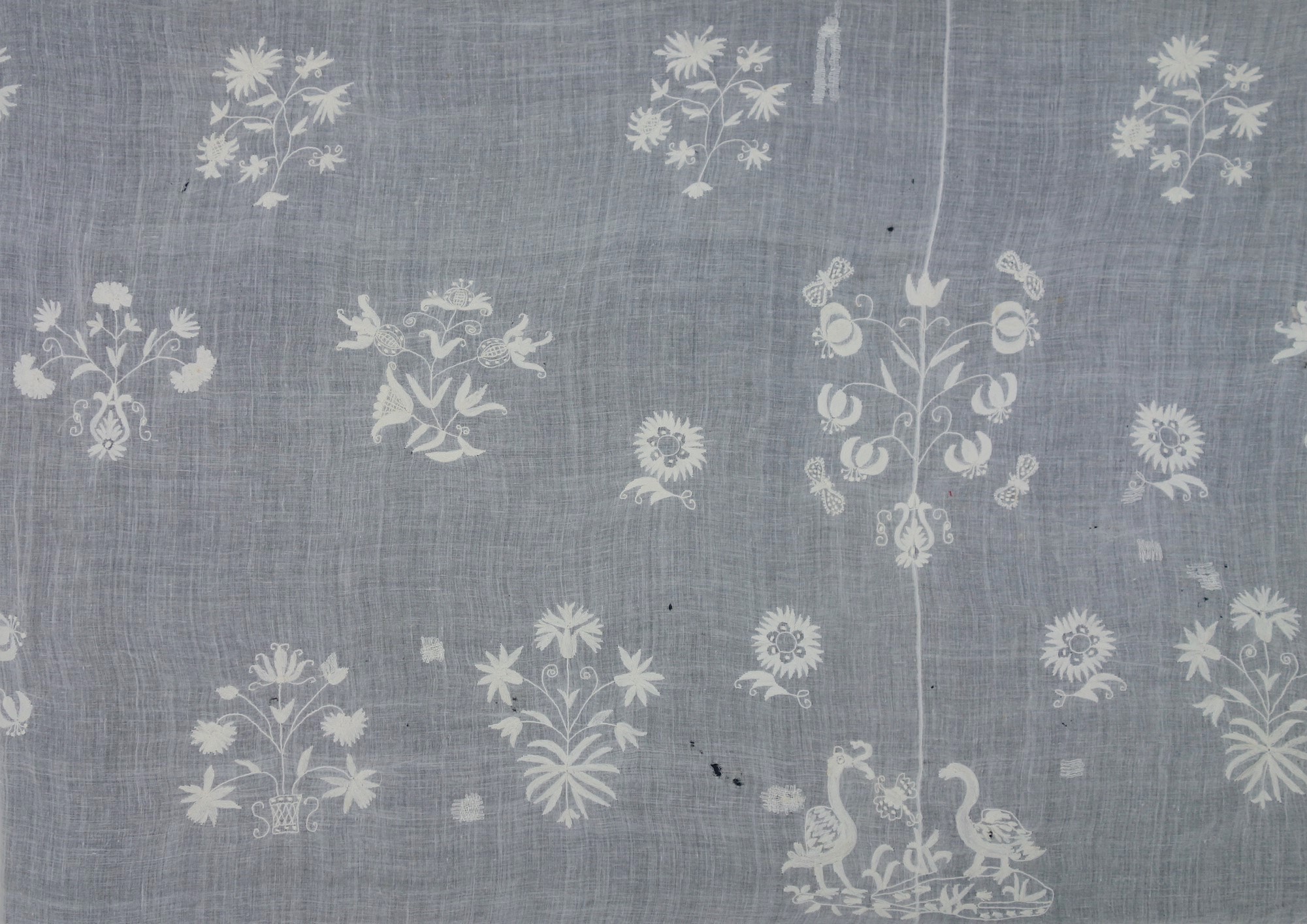 Detail of embroidery on 18th century (?) shawl (TRC 2021.0114).