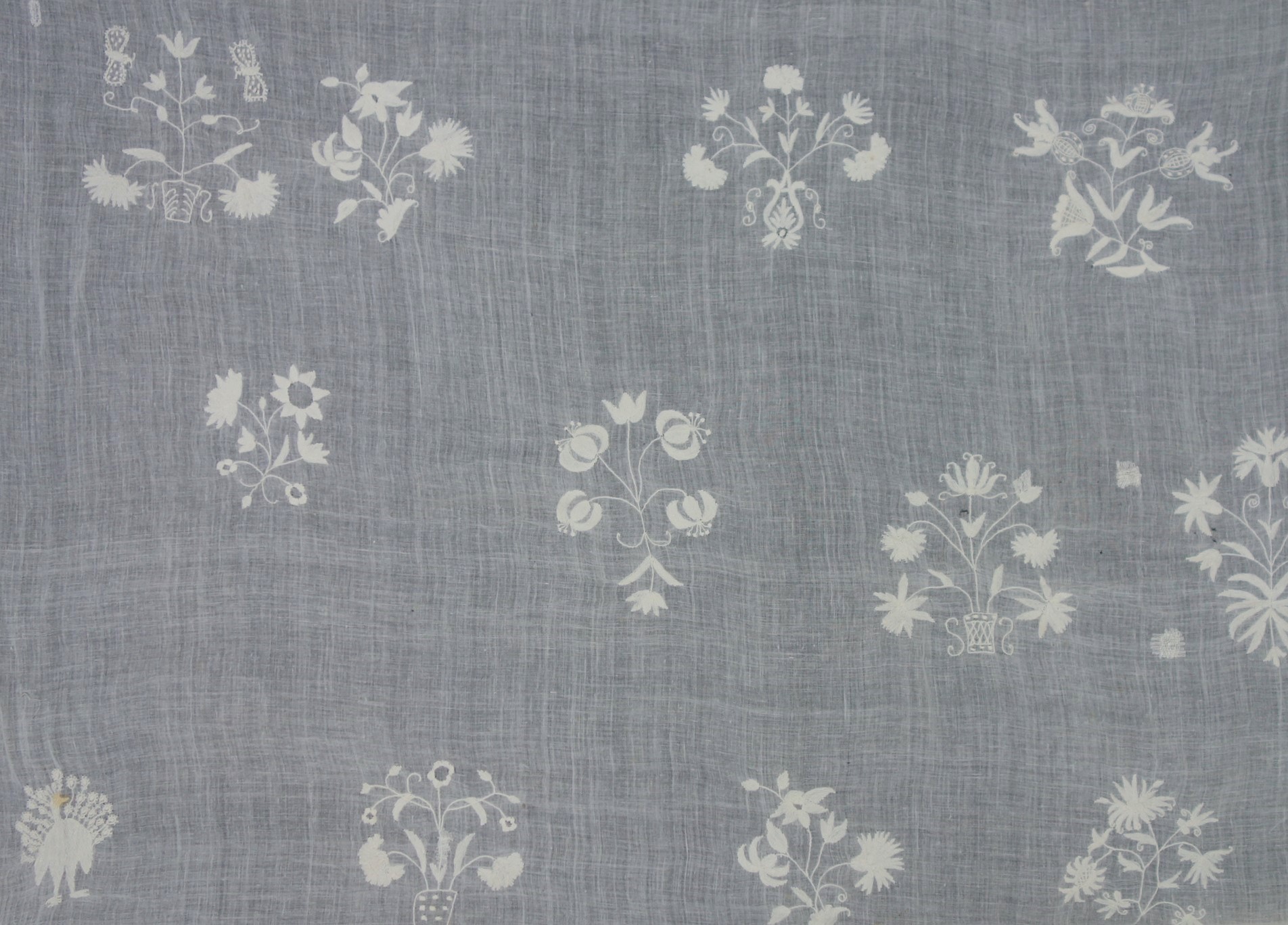 Detail of embroidery on 18th century (?) shawl (TRC 2021.0114).