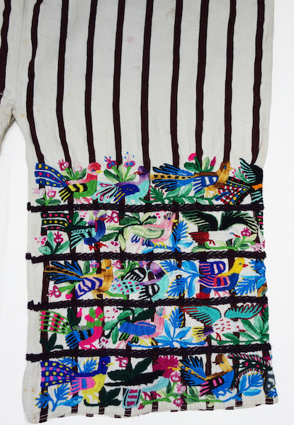 Detail of an embroidered pair of trousers from Guatemala (2021.1971).