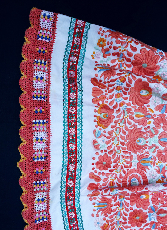 Embroidered fragment of a shirt from Hungary, 20th century (TRC 2022.0198, Amsel Collection).