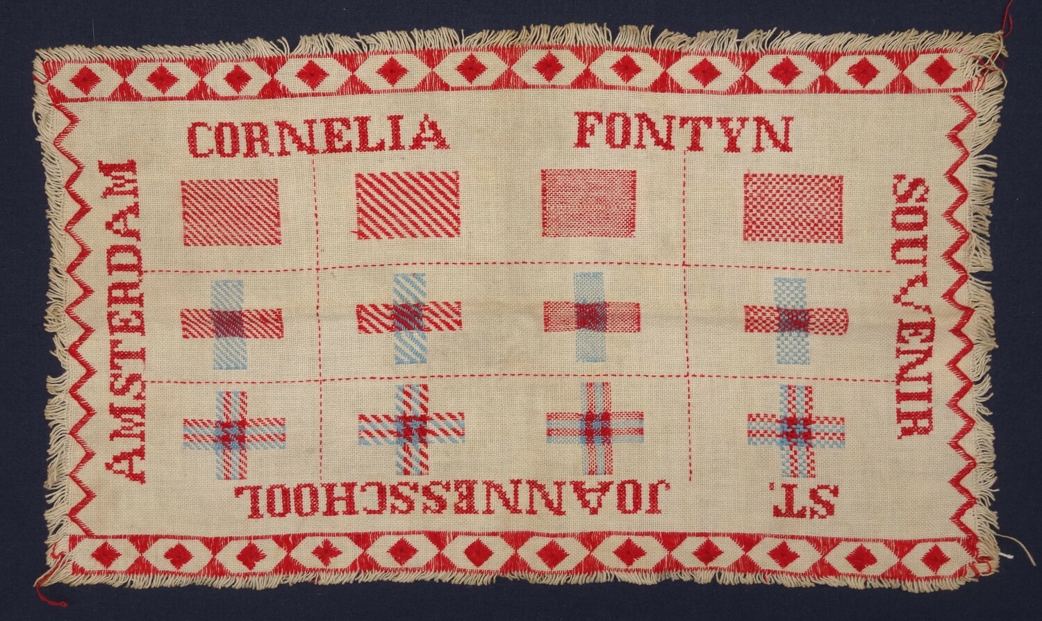 Sampler from c. 1914, with 12 different types of darning, the Netherlands (TRC 2023.0437).