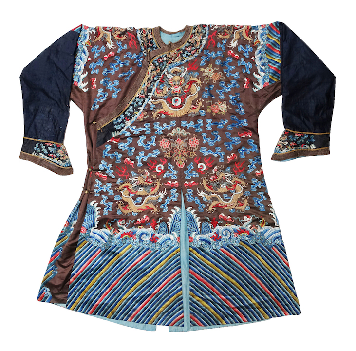 Early 20th century Manchu Chinese embroidered gown (TRC 2023.2130).
